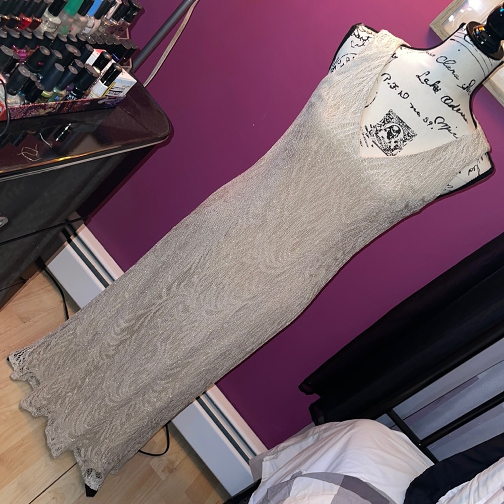 Champagne Dress with Gold threading and matching Shawl!